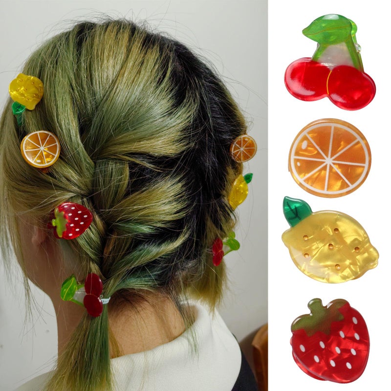 Cuizhiyu 8PK Mini Fruit Hair Claw Clips for Girls Cute Cherry Lemon Strawberry Orange Hair Clip Fun Summer Hair Accessories - Image 2