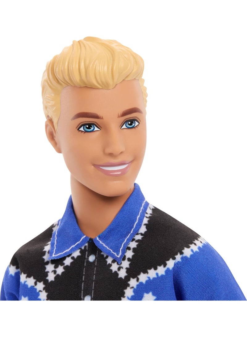 باربي دمية "كين" من مجموعة Barbie Fashionistas، إصدار تذكاري بمناسبة الذكرى الخامسة والستين، مع زي غربي وحذاء طويل. - Image 4