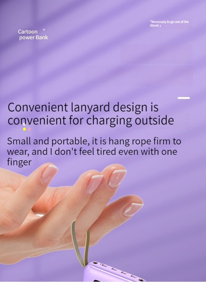 Topleo 20000mAh large capacity mirror screen digital display power bank with four USB cables, compact, portable and universal mini mobile power supply suitable for all mobile phones and tablets (violet) - Image 5