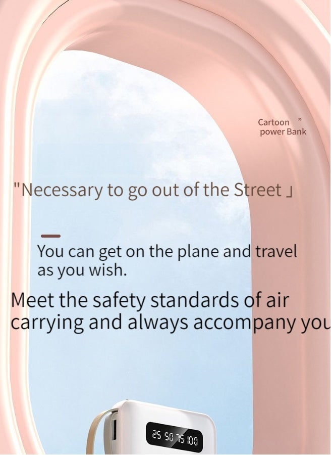 Topleo 20000mAh large capacity mirror screen digital display power bank with four USB cables, compact, portable and universal mini mobile power supply suitable for all mobile phones and tablets (violet) - Image 4