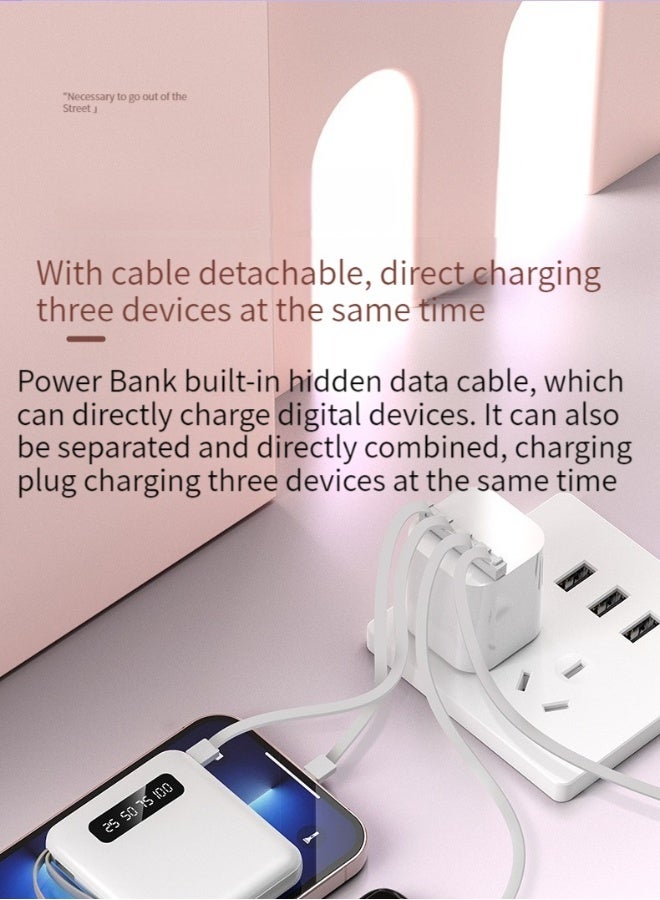 Topleo 20000mAh large capacity mirror screen digital display power bank with four USB cables, compact, portable and universal mini mobile power supply suitable for all mobile phones and tablets (violet) - Image 3