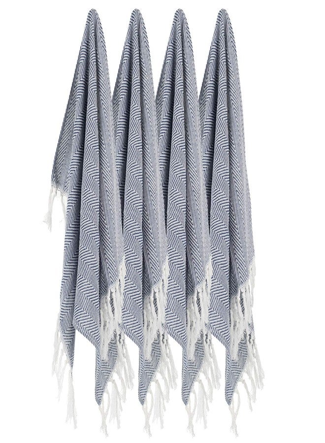 Lifaith 100% Cotton Hand Face Head Guest Gym Towel Set Washcloth Kitchen Tea Towel Dish Cloth Set of 4 Dark Blue - Image 1