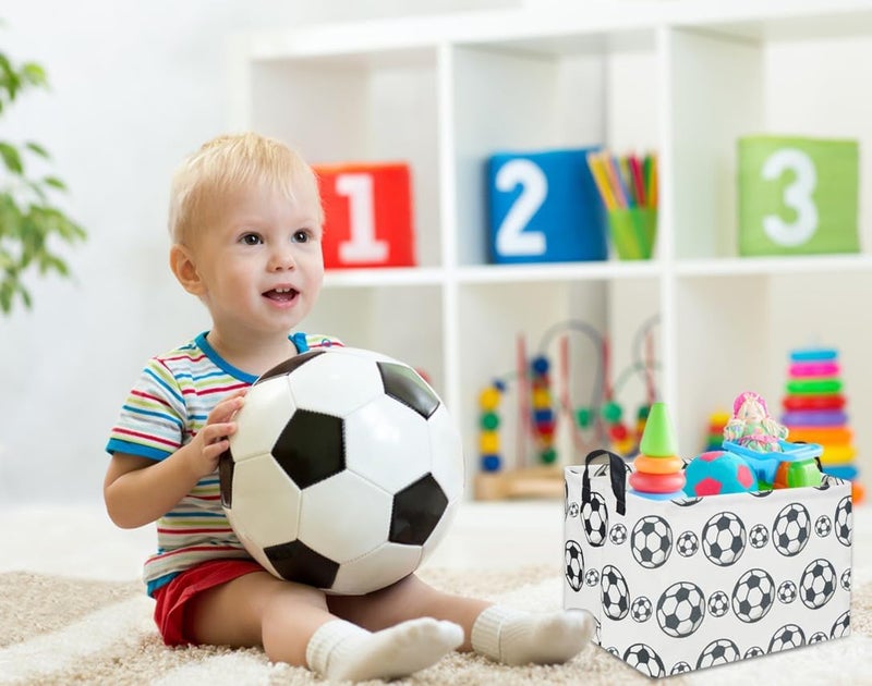 DDBASKET Rectangular Soccer Basket Kids Storage Bins Baby Boy Basket Kids Toy Storage Bin Organizer Box Boys Room Decor for Home(Soccer) - Image 4