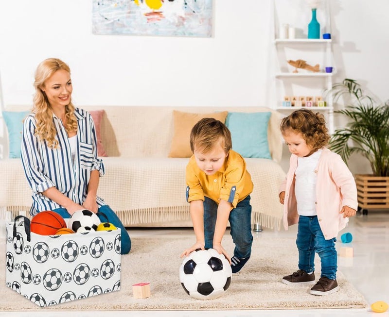 DDBASKET Rectangular Soccer Basket Kids Storage Bins Baby Boy Basket Kids Toy Storage Bin Organizer Box Boys Room Decor for Home(Soccer) - Image 3