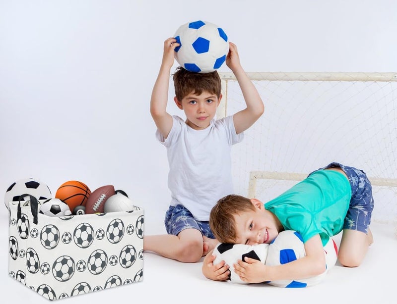 DDBASKET Rectangular Soccer Basket Kids Storage Bins Baby Boy Basket Kids Toy Storage Bin Organizer Box Boys Room Decor for Home(Soccer) - Image 2