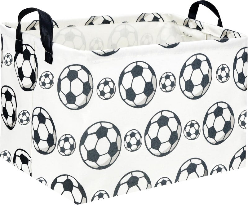 DDBASKET Rectangular Soccer Basket Kids Storage Bins Baby Boy Basket Kids Toy Storage Bin Organizer Box Boys Room Decor for Home(Soccer) - Image 1