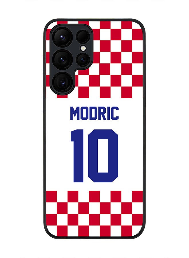 Stylizedd Rugged Black edge case for Samsung Galaxy S24 Ultra, Slim fit Soft Case Flexible Thin Cover- Football Team-Croatia, Player Name-Modric - Image 1