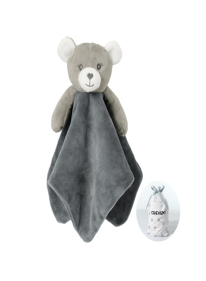 CREVENT Cozy Plush Baby Security Blanket Loveys for Baby Girls Boys, Stuffed Animal Ring Rattle Shaker Toy for Newborns (Bear) - Image 1