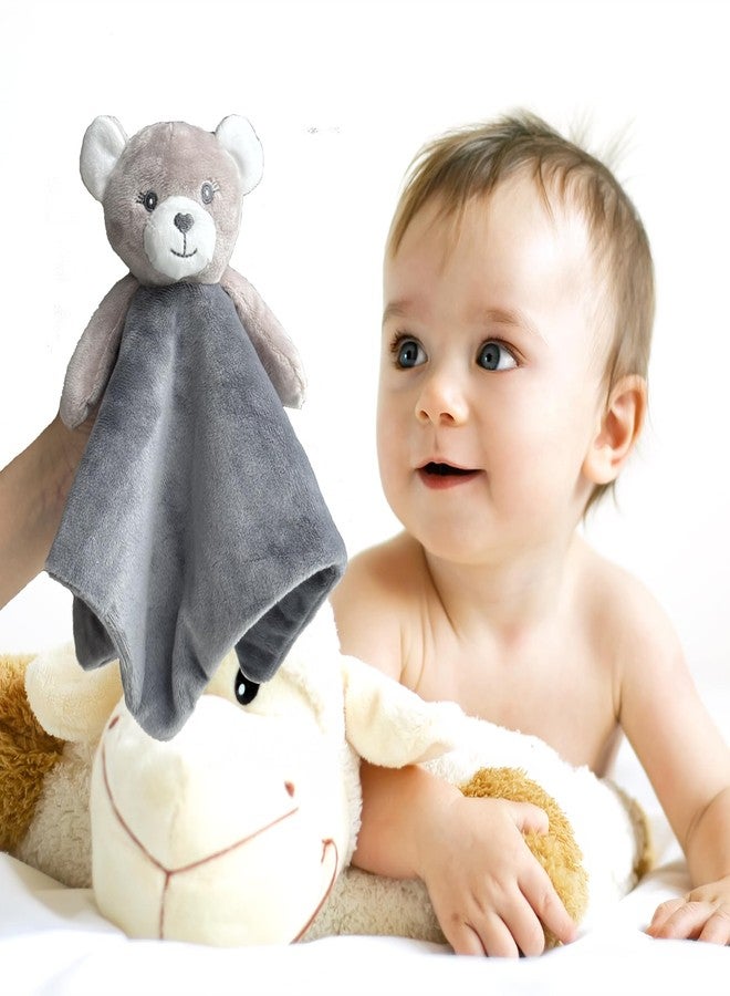 CREVENT Cozy Plush Baby Security Blanket Loveys for Baby Girls Boys, Stuffed Animal Ring Rattle Shaker Toy for Newborns (Bear) - Image 4