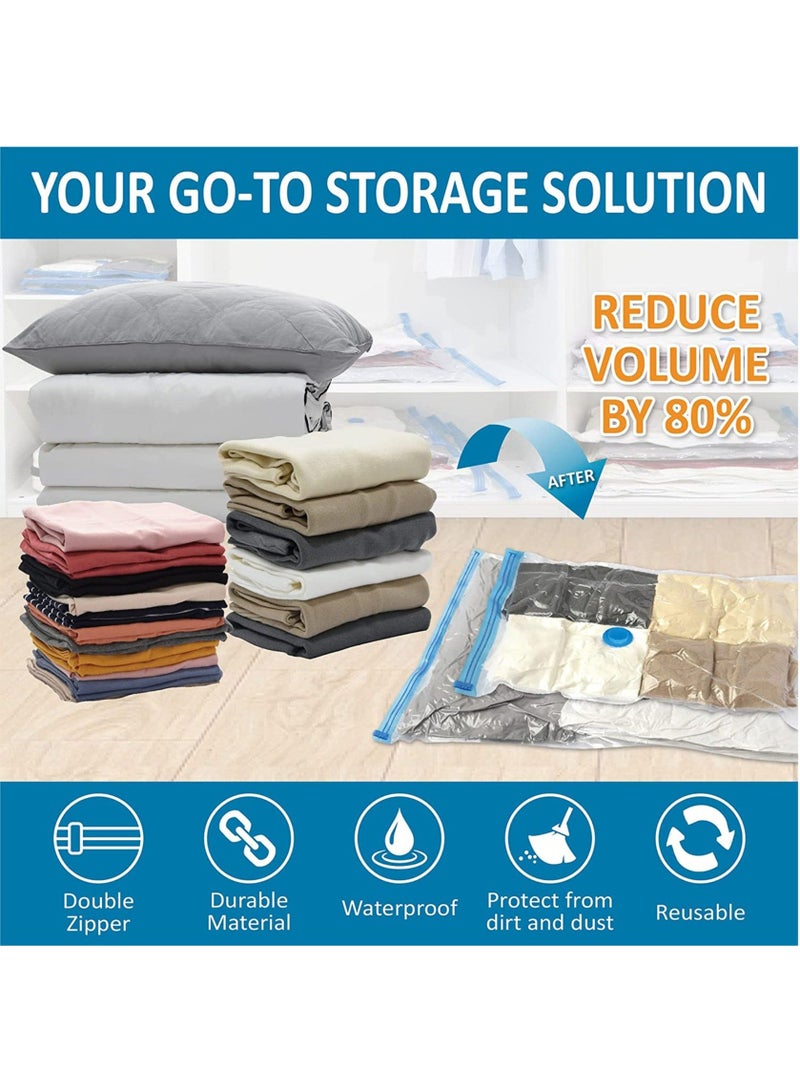 HOMESTAR 10PCS Vacuum Storage Bags, Space Saver Bags with hand Pump, Reusable Seal for Bedding, Clothes, Curtains, Pillows (3 x Jumbo, 3 Large, 4 Medium) - Image 3