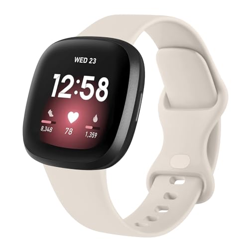 Meliya Soft Strap for Fitbit Versa 4 / Versa 3 / Sense 2 / Sense(Watch Not Included), Flexible Premium Elastomer TPU Adjustable Watch Straps, Sport Replacement Band for Women Men (S,Starlight) - Image 1