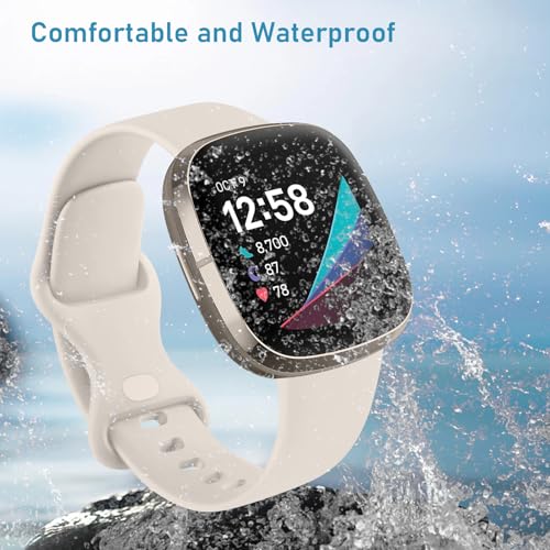 Meliya Soft Strap for Fitbit Versa 4 / Versa 3 / Sense 2 / Sense(Watch Not Included), Flexible Premium Elastomer TPU Adjustable Watch Straps, Sport Replacement Band for Women Men (S,Starlight) - Image 5