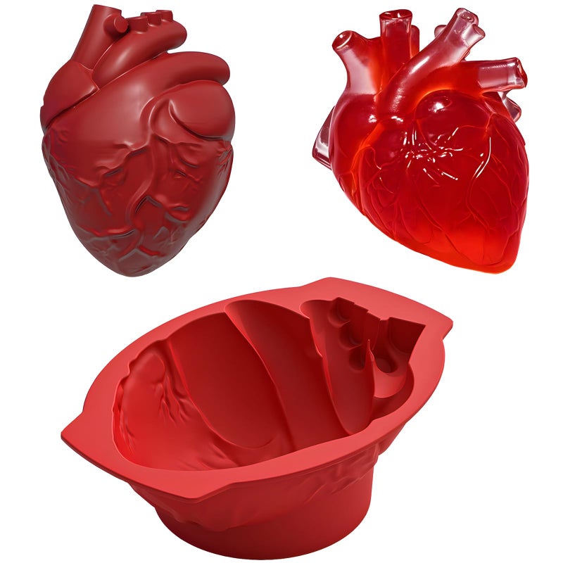 Ahorasky Heart Silicone Mold 3D Realistic Heart Jelly Mold with Support Base for Cakes Breakable Chocolate Jelly Pudding Gelatin and Halloween - Image 2