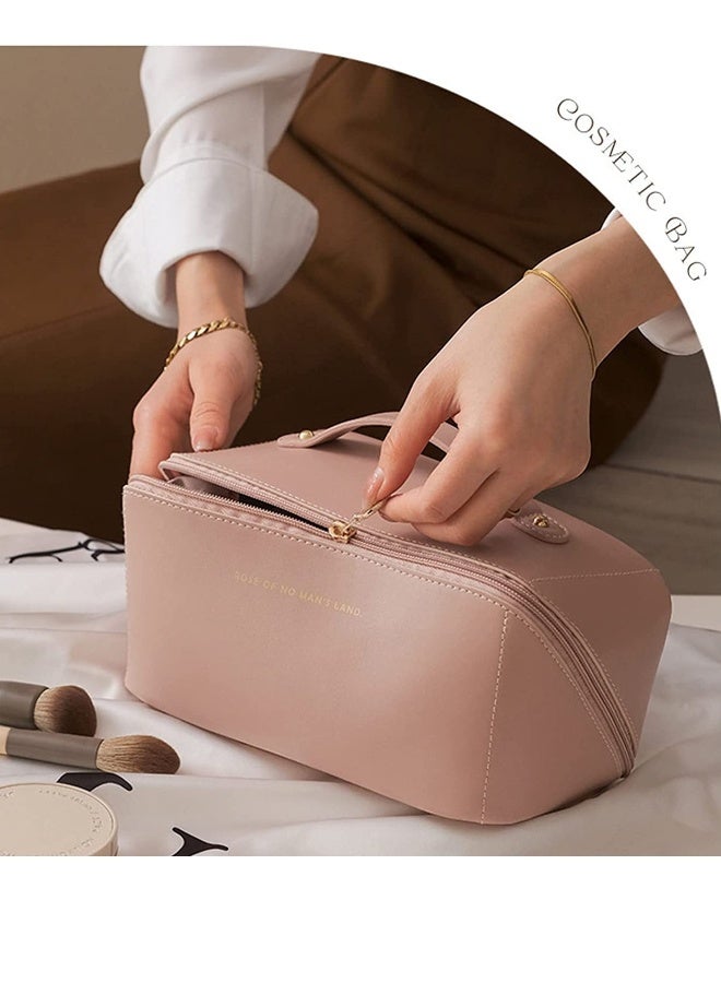 JOMILA Large Capacity Travel Cosmetic Bag Multi Layer Makeup Bag with Handle and Divider Portable Leather Makeup Bags Multifunctional Storage Makeup Bags - Image 5