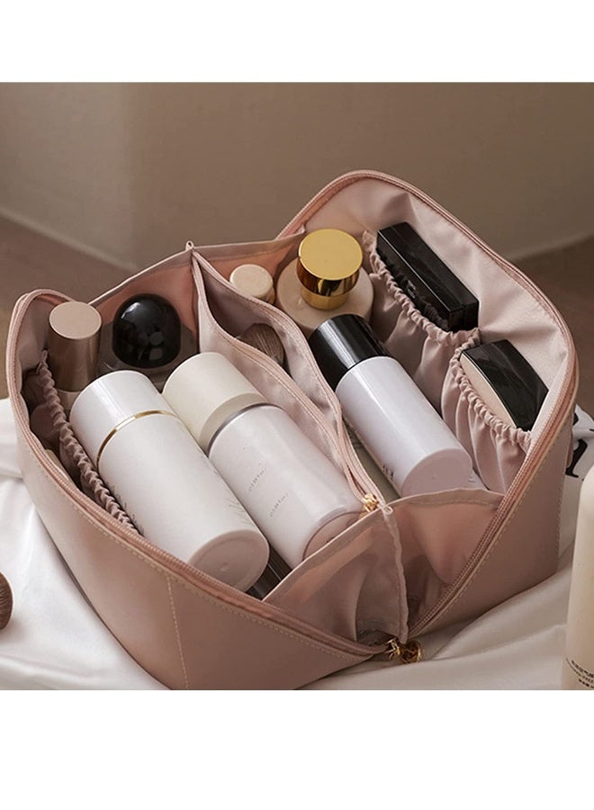 JOMILA Large Capacity Travel Cosmetic Bag Multi Layer Makeup Bag with Handle and Divider Portable Leather Makeup Bags Multifunctional Storage Makeup Bags - Image 2