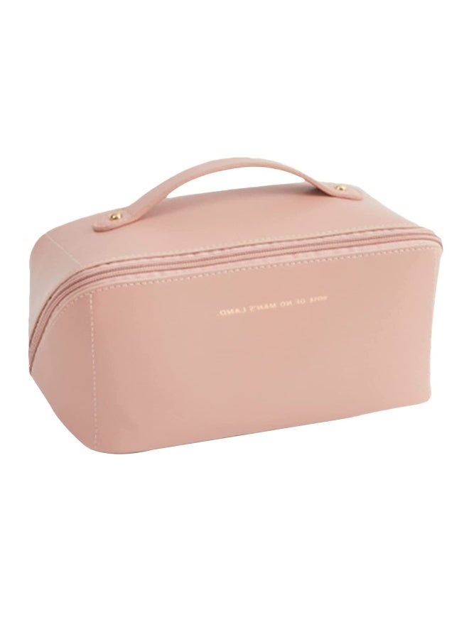 JOMILA Large Capacity Travel Cosmetic Bag Multi Layer Makeup Bag with Handle and Divider Portable Leather Makeup Bags Multifunctional Storage Makeup Bags - Image 1