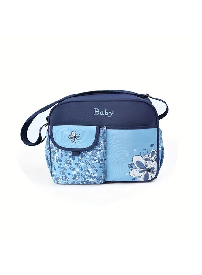 Multifunctional Stroller Hanging Bag Large Capacity Lightweight Travel Portable Shoulder Storage Bag Blue Embroidery - Image 5