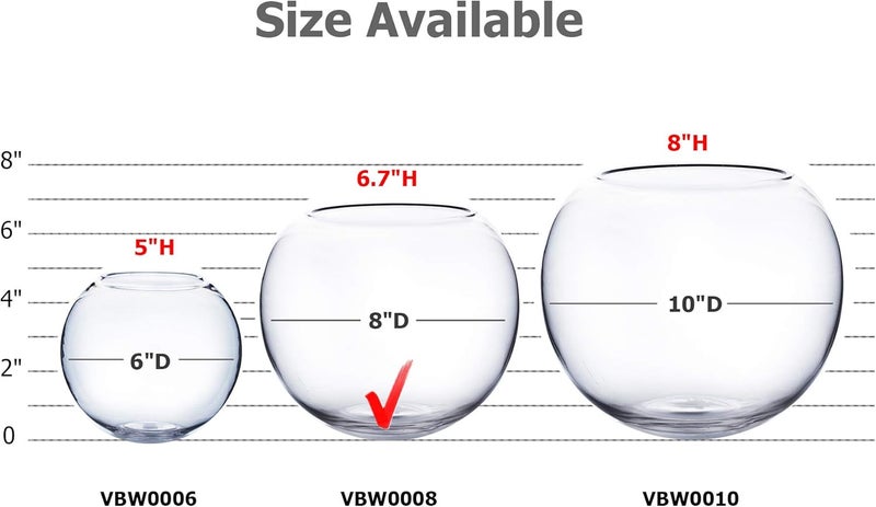 WGVI WGV Bowl Glass Vase, Diameter 8", Height 6.5", Open Width 4.75", Clear Bubble Vase, Plant Container, Fish Bowl for Wedding Party Event, Home Office Decor, 1 Piece - Image 3