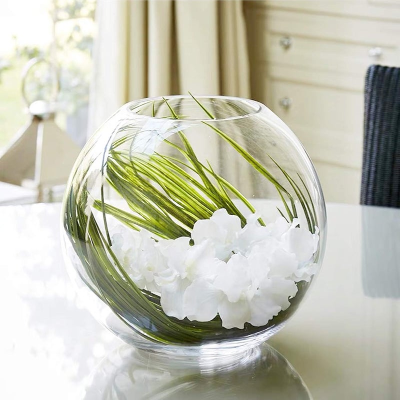 WGVI WGV Bowl Glass Vase, Diameter 8", Height 6.5", Open Width 4.75", Clear Bubble Vase, Plant Container, Fish Bowl for Wedding Party Event, Home Office Decor, 1 Piece - Image 4