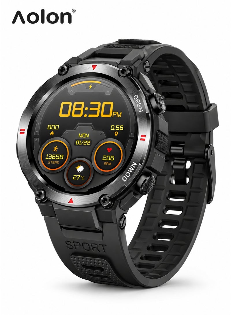 AOLON Tetra R2 Smart Watch Original 100 exercise modes Men Sports Fitness Tracker Bluetooth Call Black - Image 1