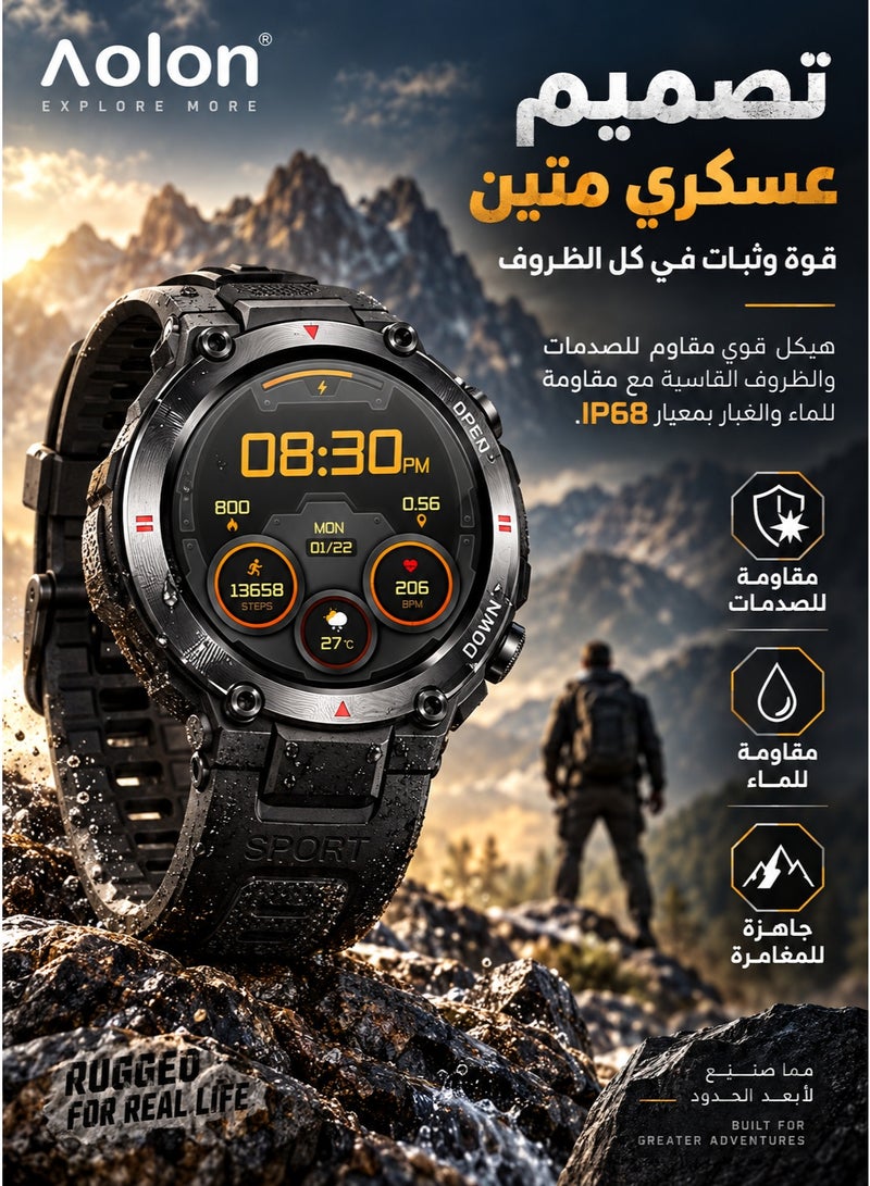 AOLON Tetra R2 Smart Watch Original 100 exercise modes Men Sports Fitness Tracker Bluetooth Call Black - Image 3