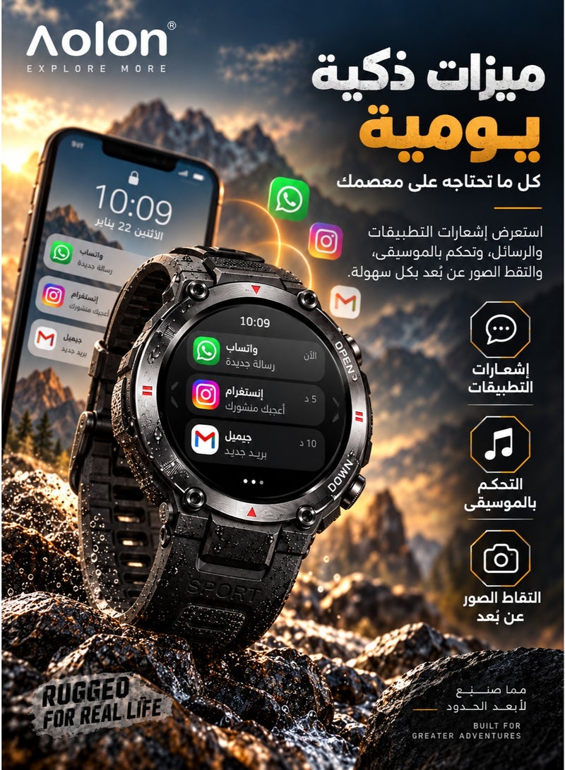 AOLON Tetra R2 Smart Watch Original 100 exercise modes Men Sports Fitness Tracker Bluetooth Call Black - Image 4