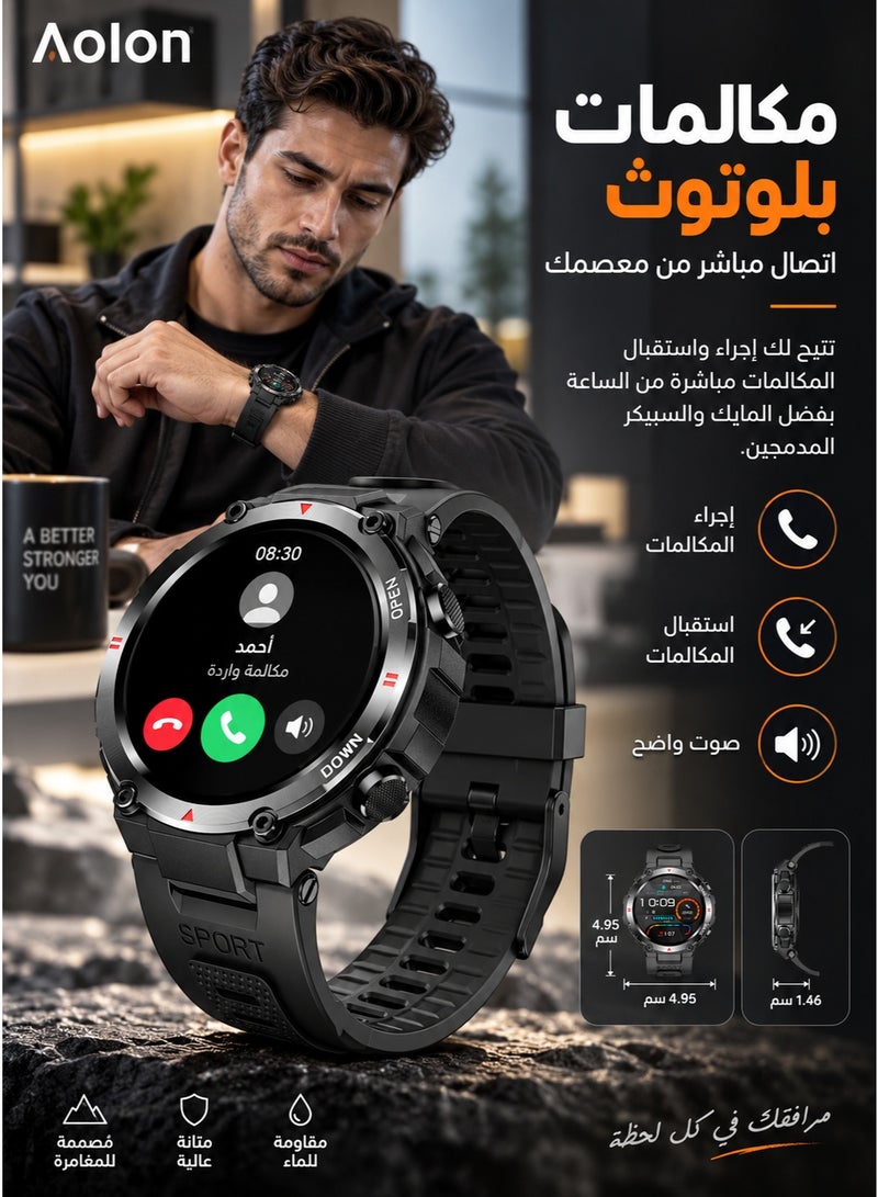 AOLON Tetra R2 Smart Watch Original 100 exercise modes Men Sports Fitness Tracker Bluetooth Call Black - Image 5
