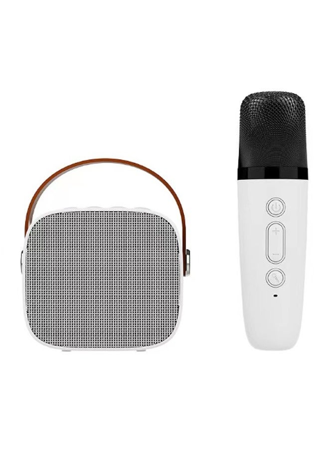Beauenty Portable Mini Karaoke Speaker Microphone Set Stable Retro HD Stereo for Adult Party,Karaoke Machine for Adults & Kids, Portable Bluetooth Karaoke Speaker (White) - Image 1