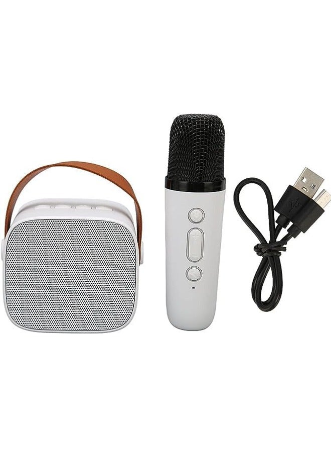 Beauenty Portable Mini Karaoke Speaker Microphone Set Stable Retro HD Stereo for Adult Party,Karaoke Machine for Adults & Kids, Portable Bluetooth Karaoke Speaker (White) - Image 2