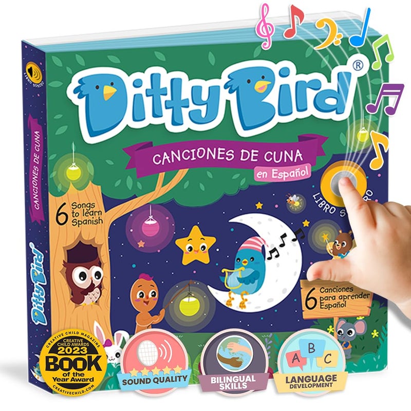 Ditty Bird Spanish Nursery Rhymes Book Animal and Bedtime Spanish Bilingual Musical Books for Toddler Fun Interactive Sound Books for Babies Libro En Espaol para Bebs Canciones de Cuna - Image 3