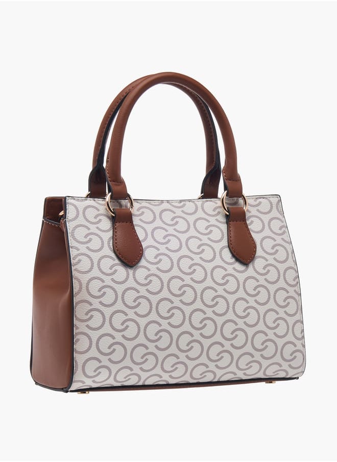 Celeste Women Monogram Print Tote Bag with Double Handles and Detachable Strap  - Image 3