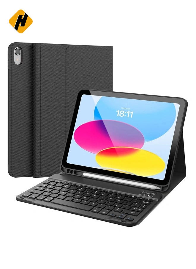 HuHa Keyboard Case for iPad 10th Generation 10.9inch - 2022, Detachable Bluetooth Keyboard, Stand Folio Keyboard Cover with Pencil Holder, Rechargeable  - Image 1