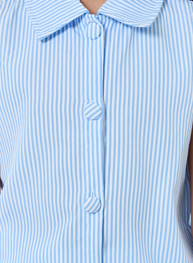 ستايلي مجموعة من تنورة شورت وبلوزة مخططة - Image 4