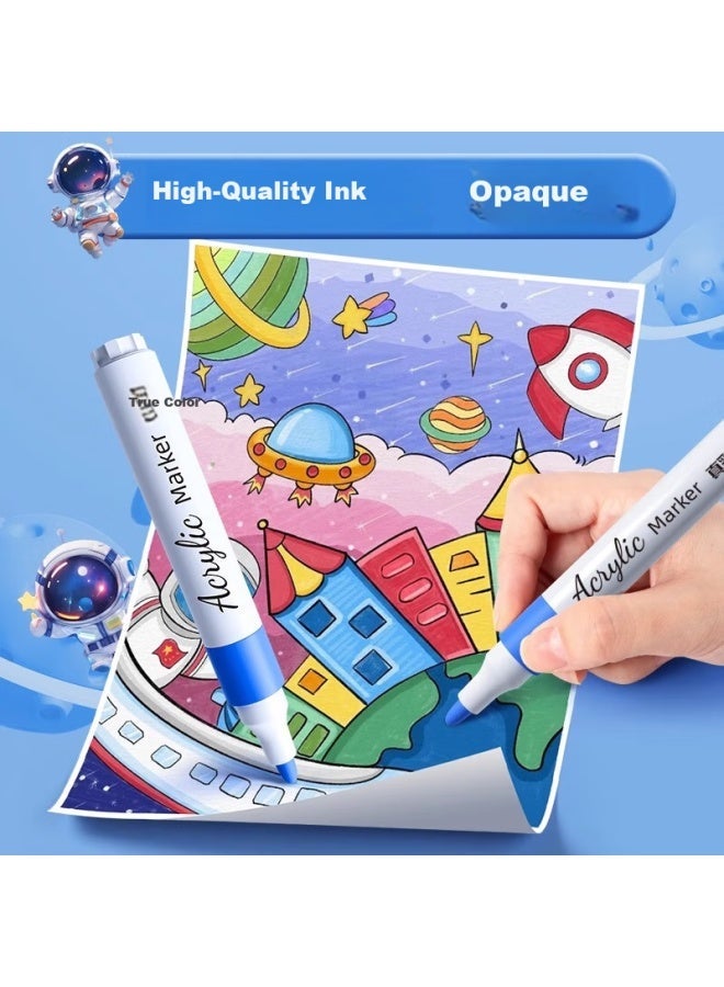 Truecolor Acrylic Markers For Primary School Students And Kindergarten Children's Art, Non-translucent, Stackable, Hard Tip, Washable, Non-toxic Astronaut - Image 3