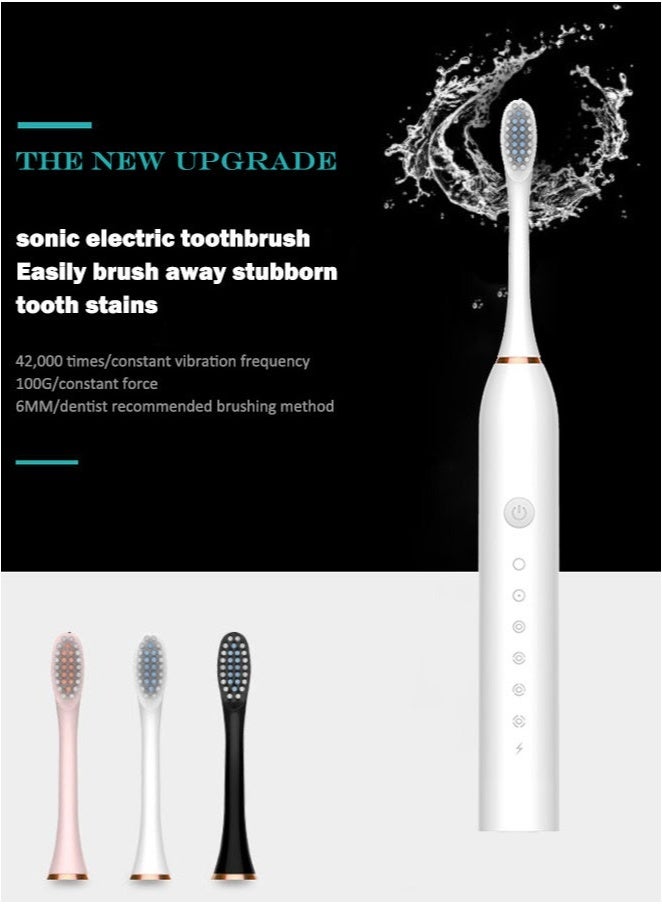 x-3 Electric Toothbrushes Adult soft-bristle household rechargeable waterproof couple toothbrush head set white - Image 4