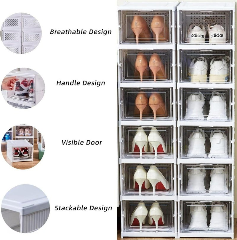 Primelife Plastic Stackable Cabinet Foldable Shoe Rack Container Transparent Shoe Sneaker Box (Shoe Rack, 4 Layer) - Image 5