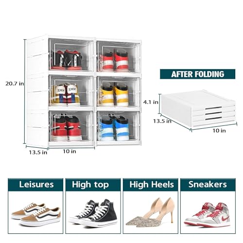 Primelife Plastic Stackable Cabinet Foldable Shoe Rack Container Transparent Shoe Sneaker Box (Shoe Rack, 4 Layer) - Image 2