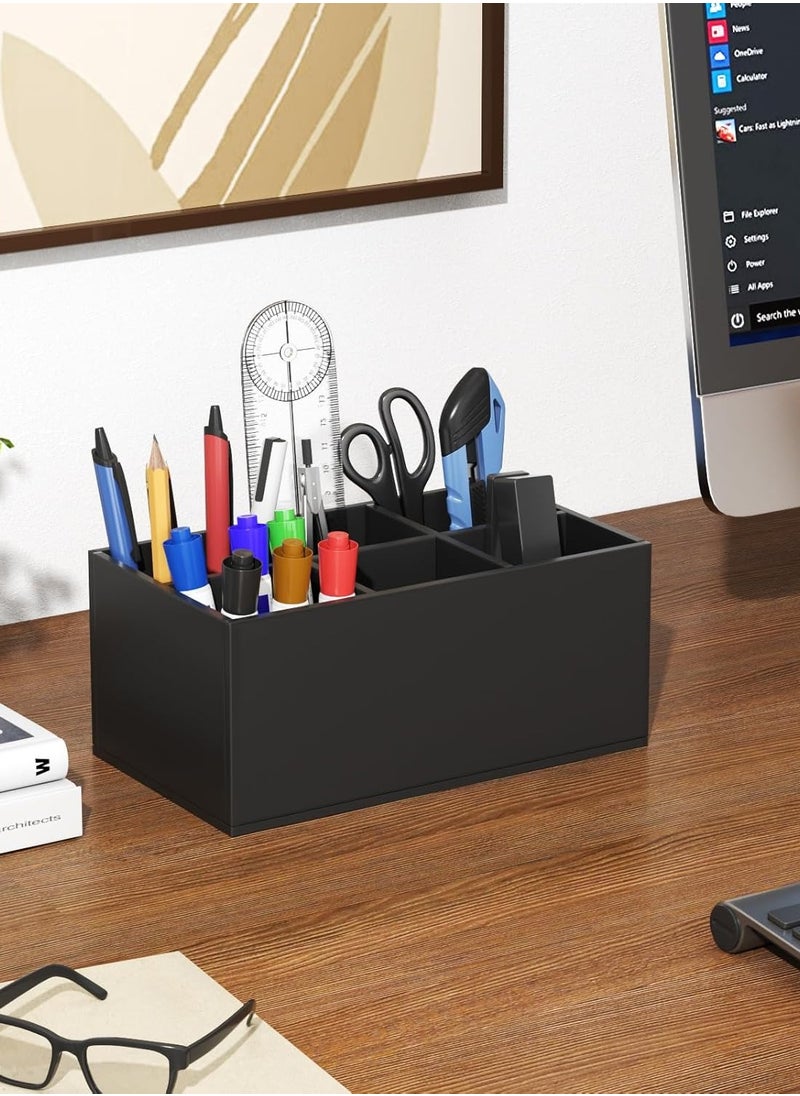 Black Makeup Brush Holder Organizer, Acrylic 6-Slots Cosmetic Brushes Storage Organizer for Vanity Countertop