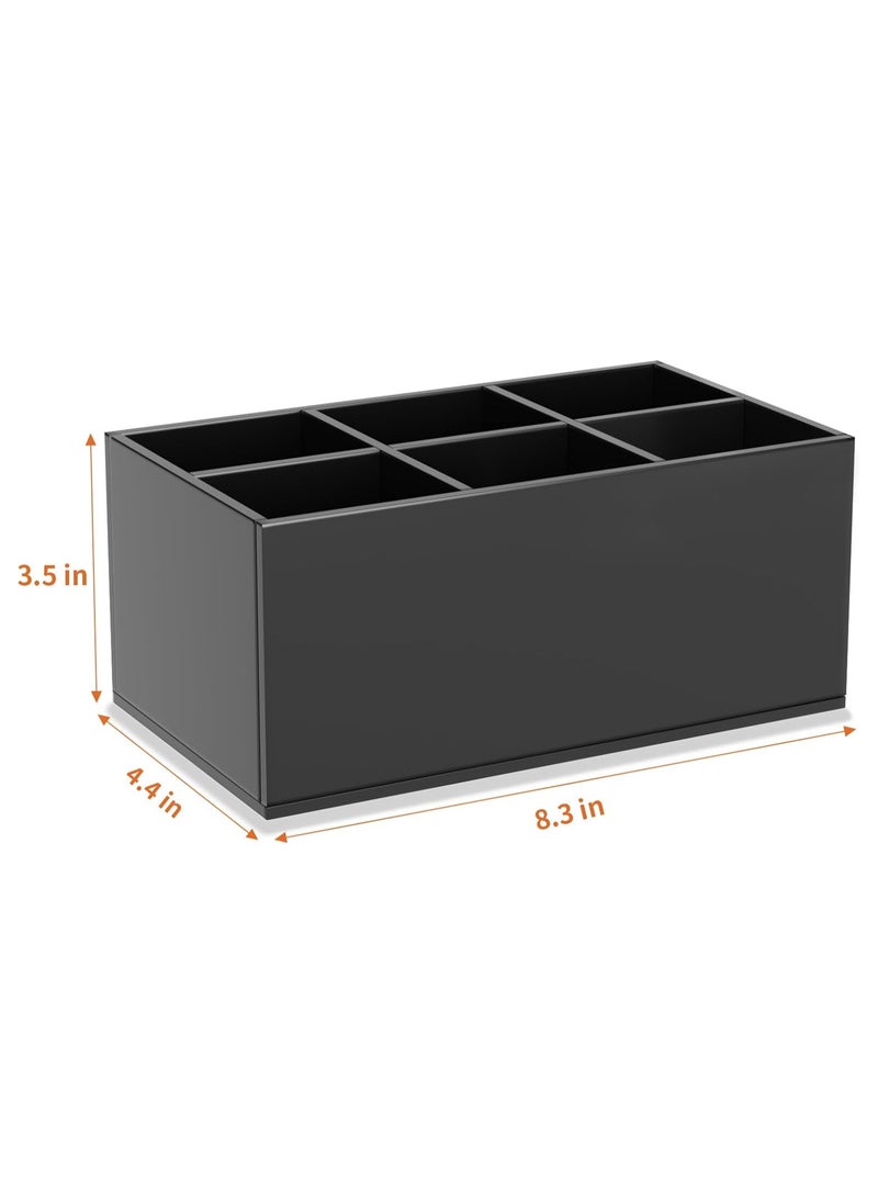Black Makeup Brush Holder Organizer, Acrylic 6-Slots Cosmetic Brushes Storage Organizer for Vanity Countertop