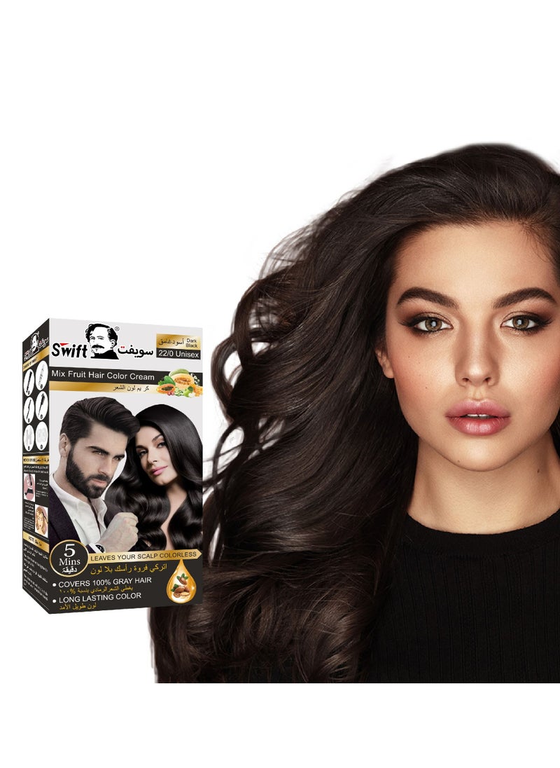 Swift Permanent Ammonia free Hair Color Mix Fruit Dark Black 100mlx2  - Image 2