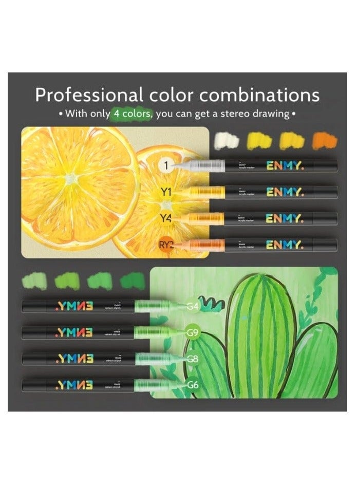 ENMY 36-Color Direct Liquid Acrylic Paint Markers – Premium Paint Pens for Canvas, Fabric, Wood, Glass, Rock, Ceramic & Paper | High-Pigment Smooth Flow with Skin Tones | Water-Based, Long-Lasting, Non-Toxic Quick-Dry Ink | Perfect for Artists, DIY & Crafts - Image 5