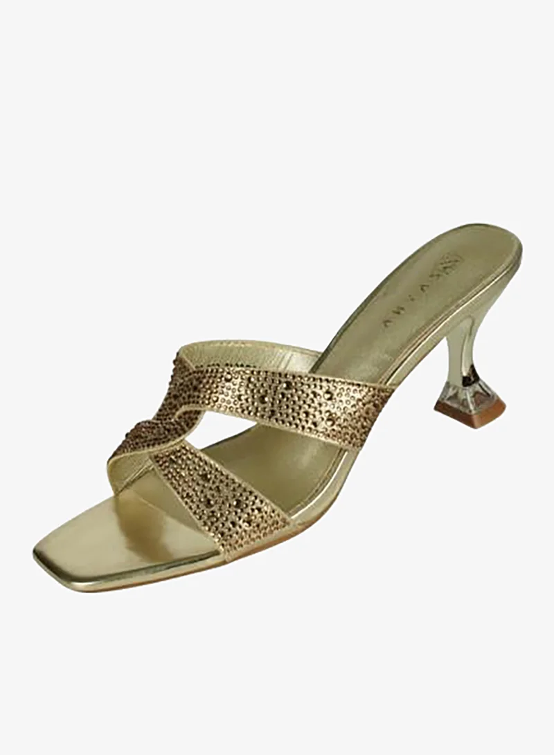 ZAYNA 221-235 Zayna Ladies Kitten Heel Sandals 15C8618-622 Gold