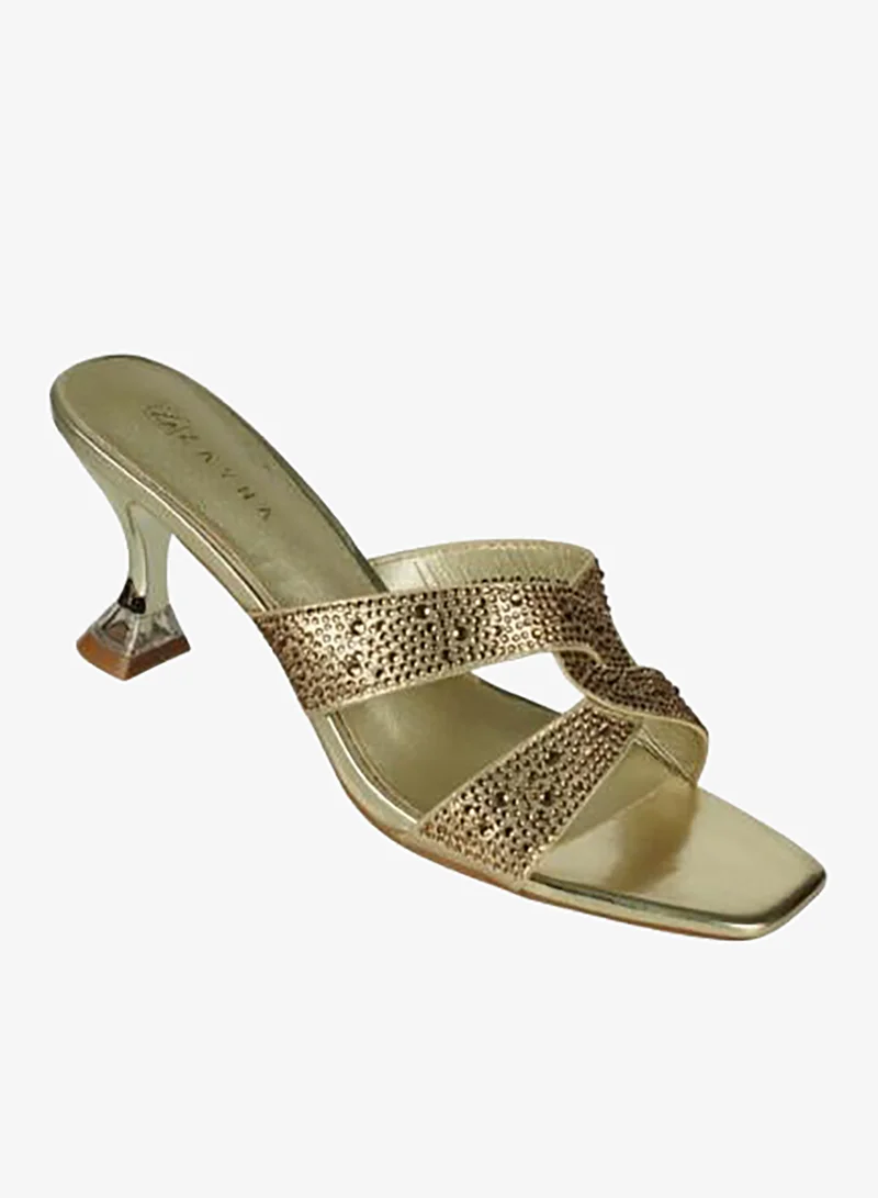 ZAYNA 221-235 Zayna Ladies Kitten Heel Sandals 15C8618-622 Gold