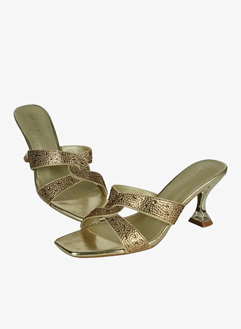 Zayna Gold 221-235 Zayna Ladies Kitten Heel Sandals 15C8618-622 Gold for Women | Best Price UAE