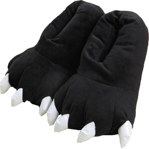 acdiac Unisex Soft Monster Claw Slippers Fun Dino Slippers Animal Paw Shoes For Men Women Boy Girl With Home Halloween Party Cosply Costume Footwear M black - Image 1