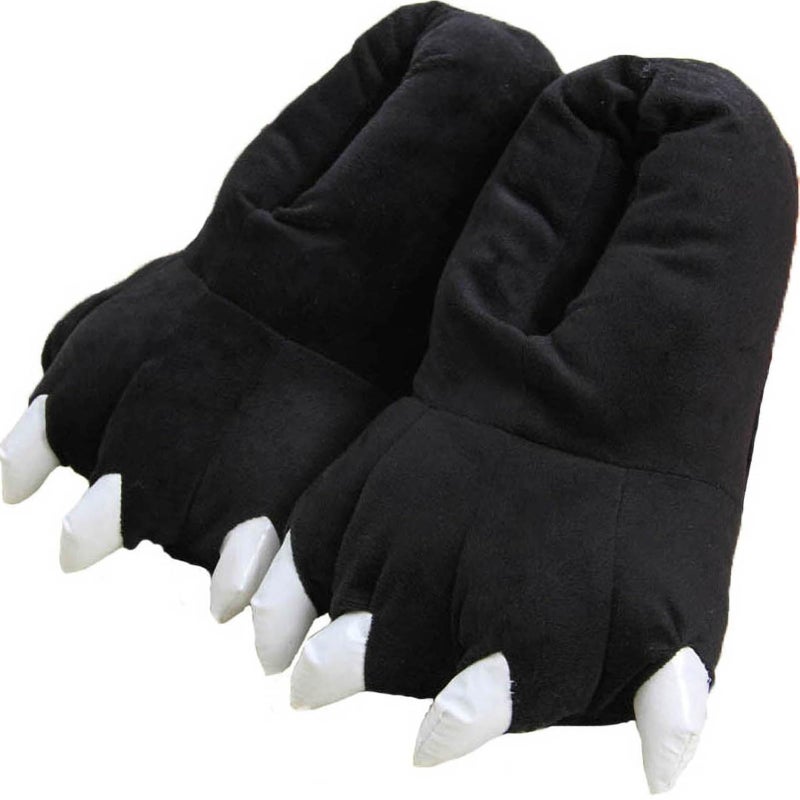 acdiac Unisex Soft Monster Claw Slippers Fun Dino Slippers Animal Paw Shoes For Men Women Boy Girl With Home Halloween Party Cosply Costume Footwear M black - Image 2
