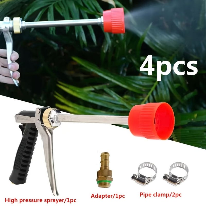4Pcs High Pressure Garden Sprayer Set With Adjustable Atomizing Nozzle For Lawn Pesticide - Image 1