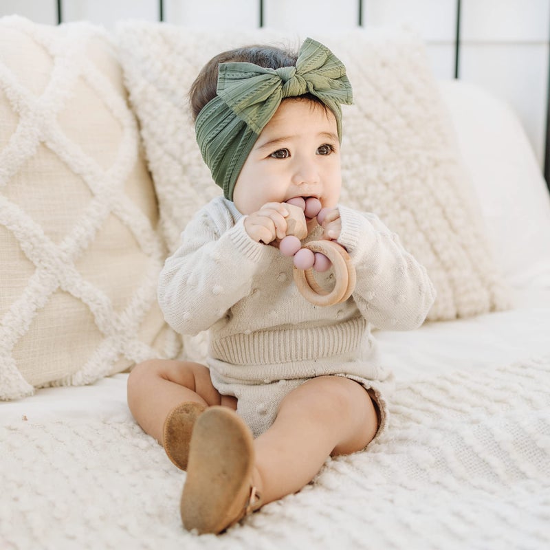 Prohouse 12 Pack Baby Nylon Headbands Hairbands Hair Bow Elastics Handmade Hair Accessories for Baby Girls Newborn Infant Toddlers Kids(Pink) - Image 5