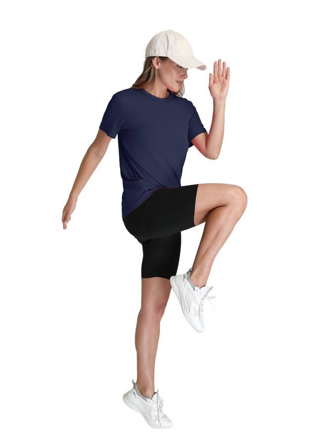 OFEEFAN Workout Tops for Women UPF 50+ Breathable Quick Dry Loose Fit T Shirt Outdoor Yoga Running Hiking Gym Tee Top, Navy, L - Image 4