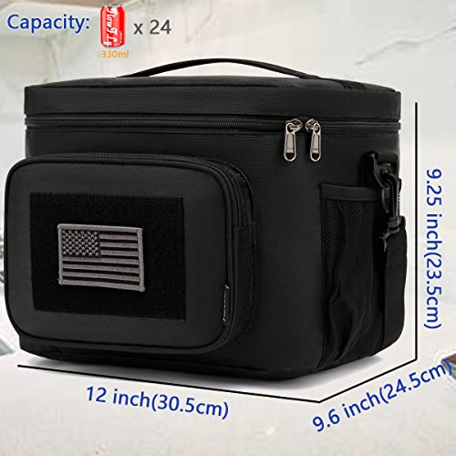 FlowFly Tactical Lunch Bag Large Insulated Lunch Box Cooler Tote for Men, Women with MOLLE/PALS Webbing (Black, Large) - Image 3